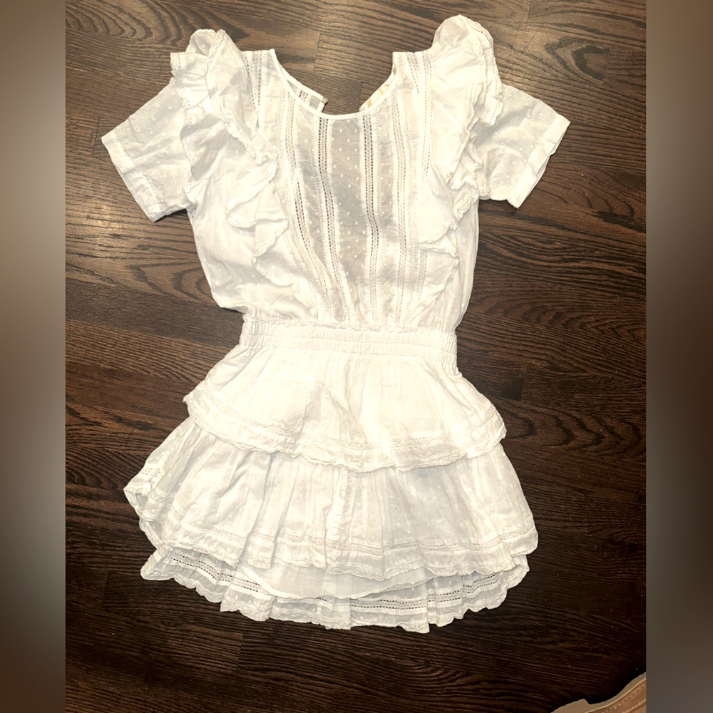 LoveShackFancy White Ruffles Natasha Mini Dress Size XS